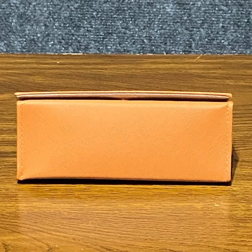 Tory Burch Orange Saffiano Leather Eyeglass‎ Sunglasses Case Double T Logo Snap